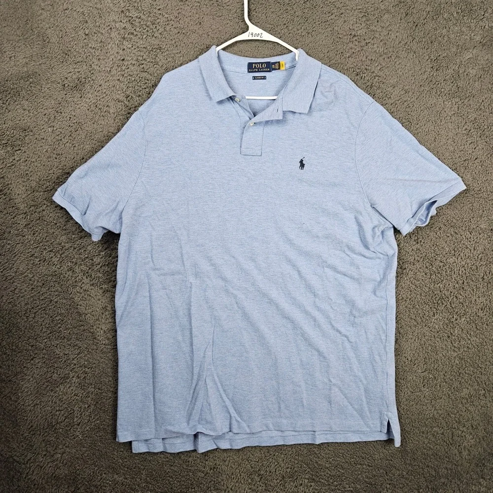 Polo Ralph Lauren‎ Mens XXL Classic Fit Light Blue Short Sleeve Polo Shirt